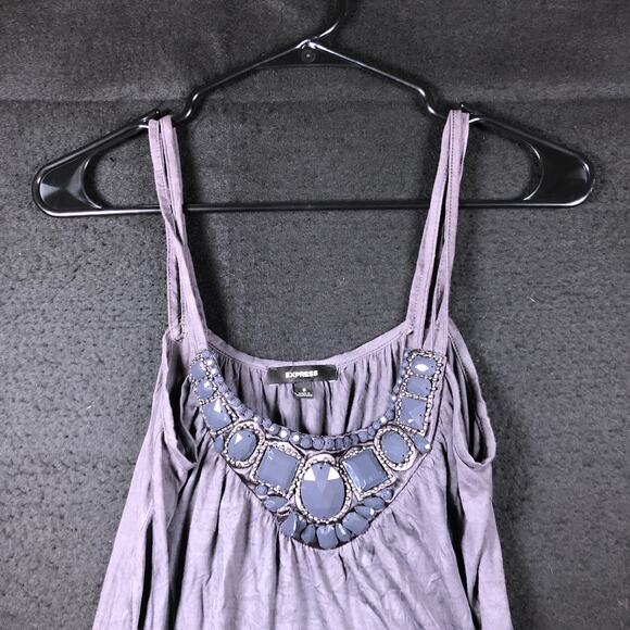 Express Womens Blouse Purple Jeweled Sleeveless Flowy Tank Small - Picture 2 of 12